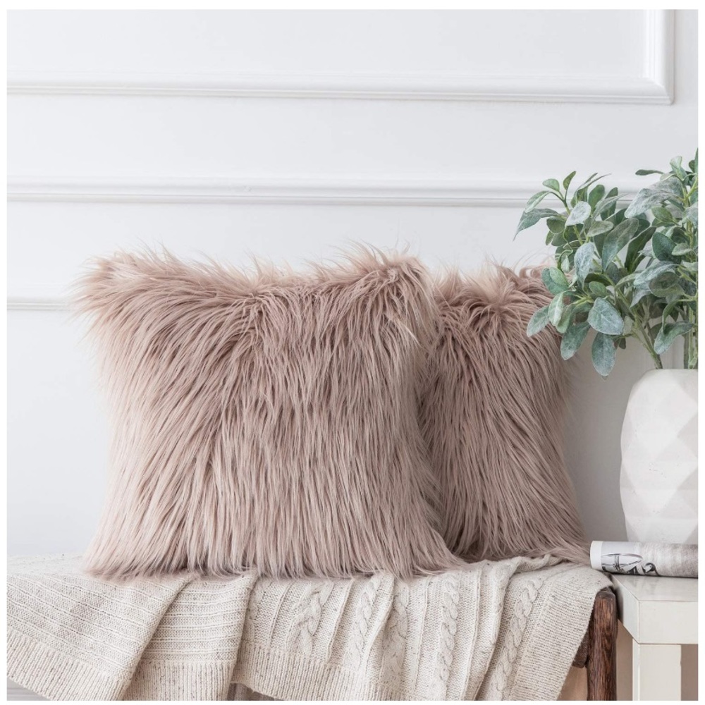 Set 2 Decorative Faux Fur Throw Pillow Case - Picture 7 of 16